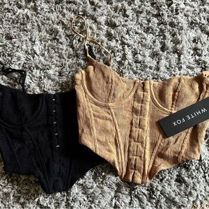 Women's Black and Tan Tops